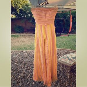 Chaser Brand strapless pink & yellow dress